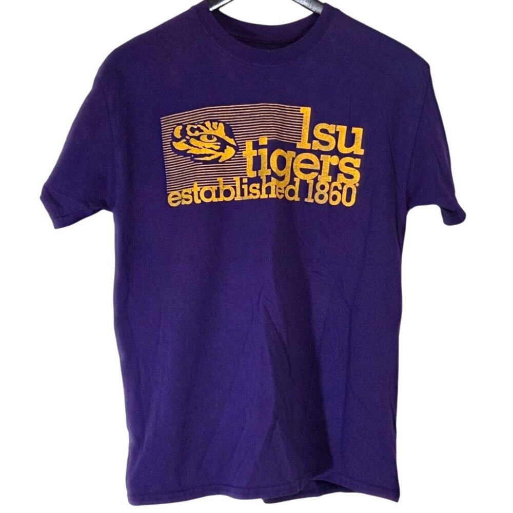 LSU Tigers Purple Gold T-Shirt Mens M Captivating Apparel Geaux Tigers